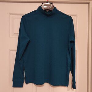 LL BEAN Mock-Turtleneck All-Cotton Women's Regular Medium Teal